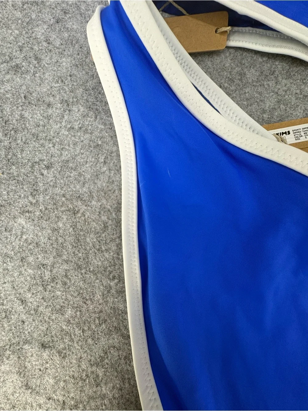 NWT Skims sporty zipper swim bikini set cobalt blue tanga bottom bandeau top